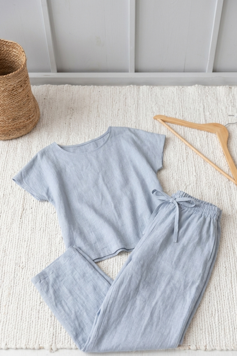 Linnen Pyjama Set Dames — 100% Europees Linnen | Handgemaakt