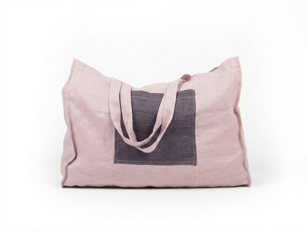 Linnen Strandtas Dames – Lichtroze Shopper van 100% Europees Linnen