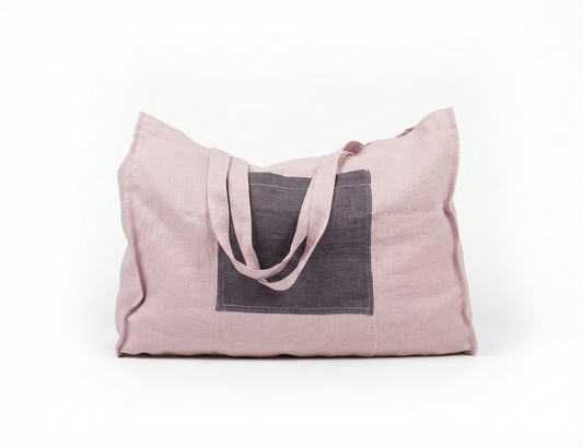 Linnen Strandtas Dames – Lichtroze Shopper van 100% Europees Linnen