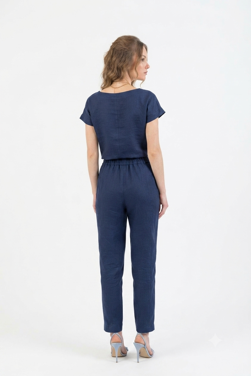 Nachtblauwe Linnen Pyjama Dames – Loungewear van 100% Europees Linnen