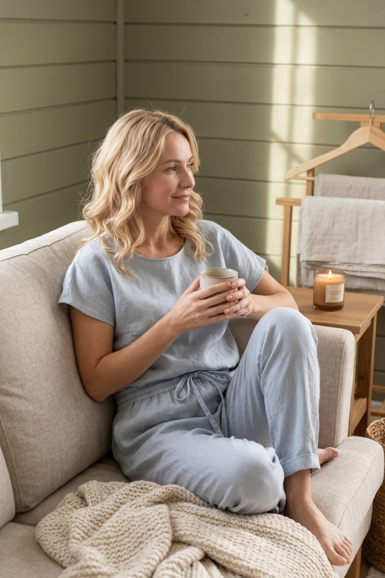 Linnen Pyjama Set Dames — 100% Europees Linnen | Handgemaakt