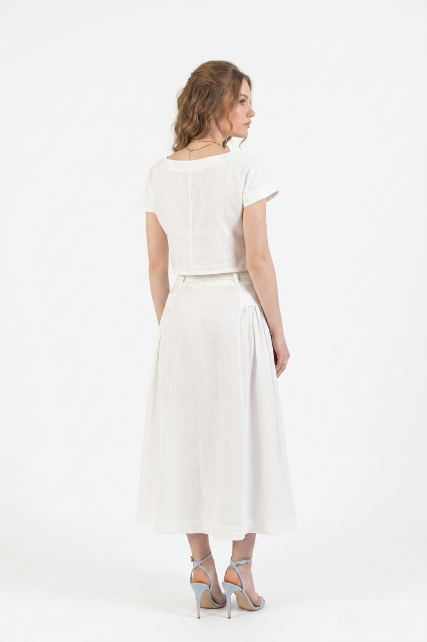Taormina Linnen Set Dames – Crop Top & Midi Rok van 100% Europees Linnen