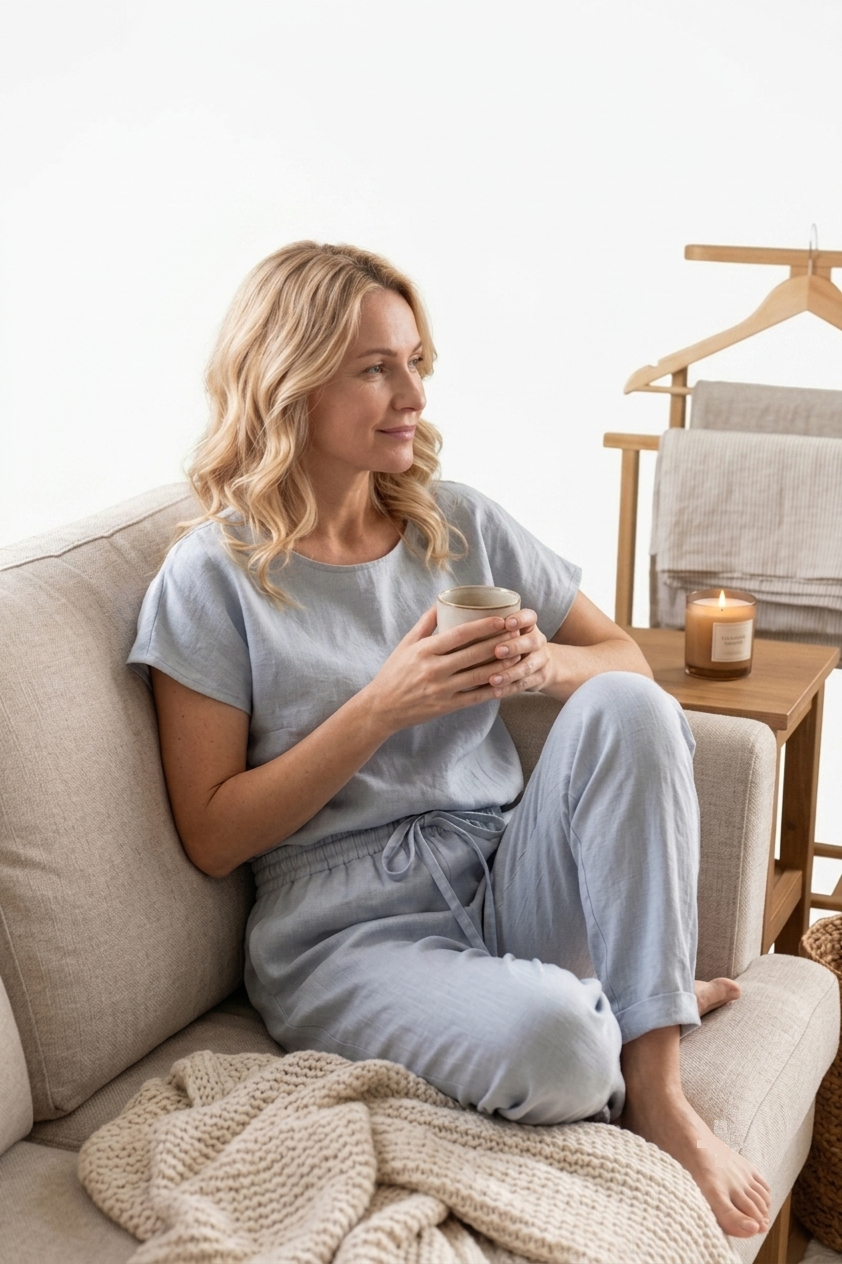 Linnen Pyjama Set Dames — 100% Europees Linnen | Handgemaakt