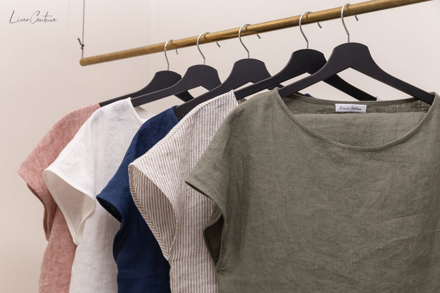Gestreepte Linnen Pyjama Dames – Donkergrijs &amp; Naturel | 100% Europees Linnen