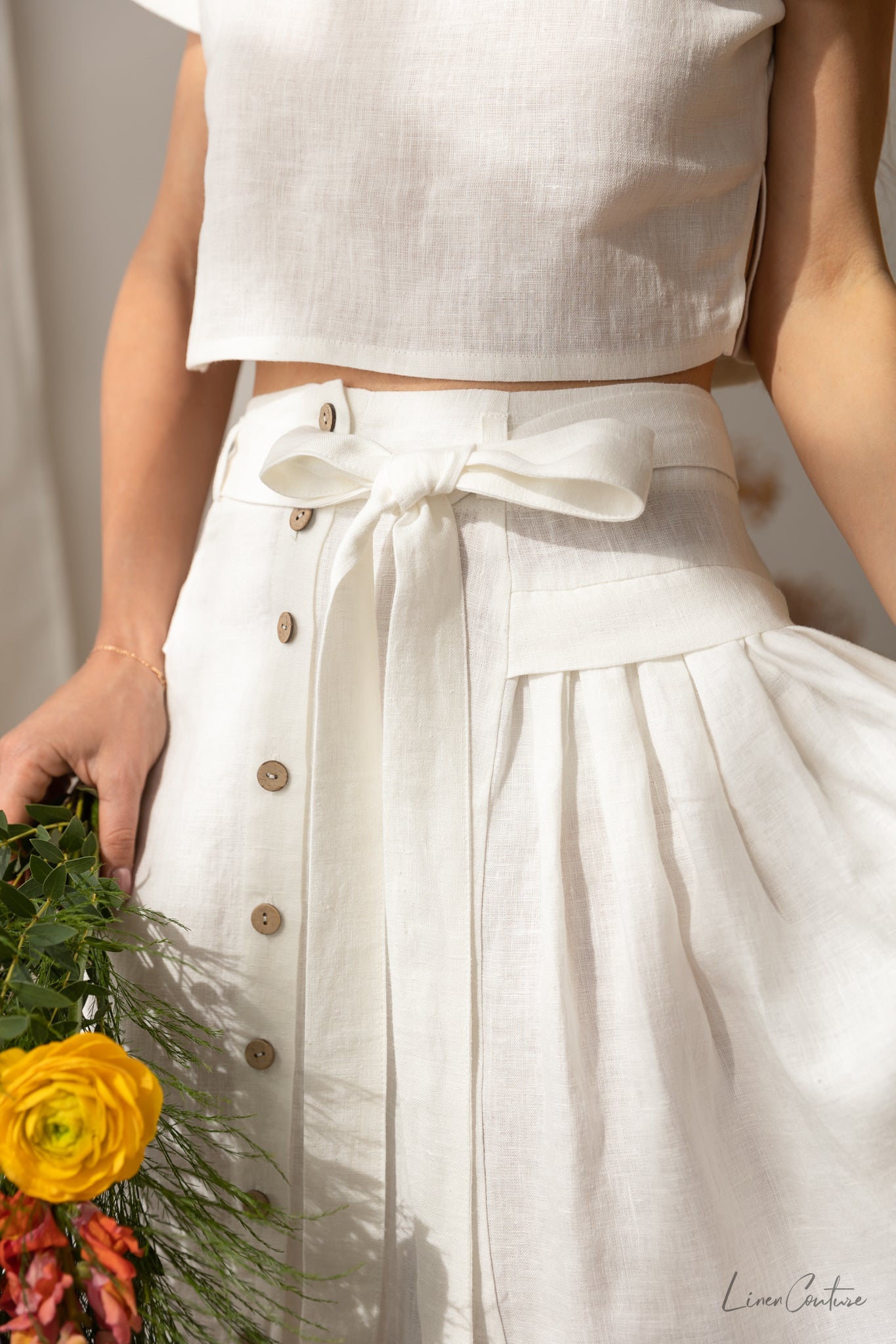 Taormina Linnen Set Dames – Crop Top & Midi Rok van 100% Europees Linnen